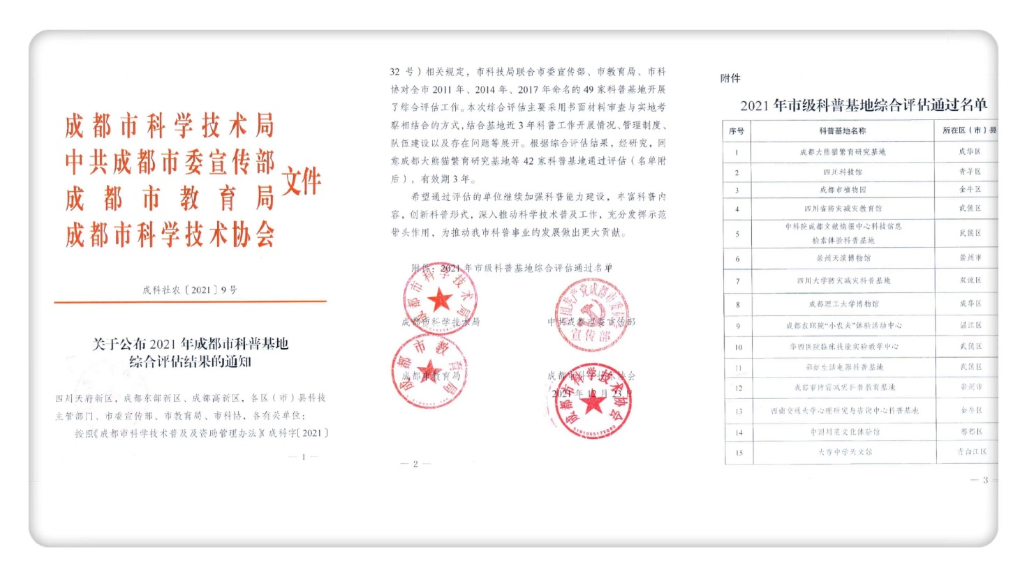 中科院成都文献情报中心通过成都市科普基地复核.png